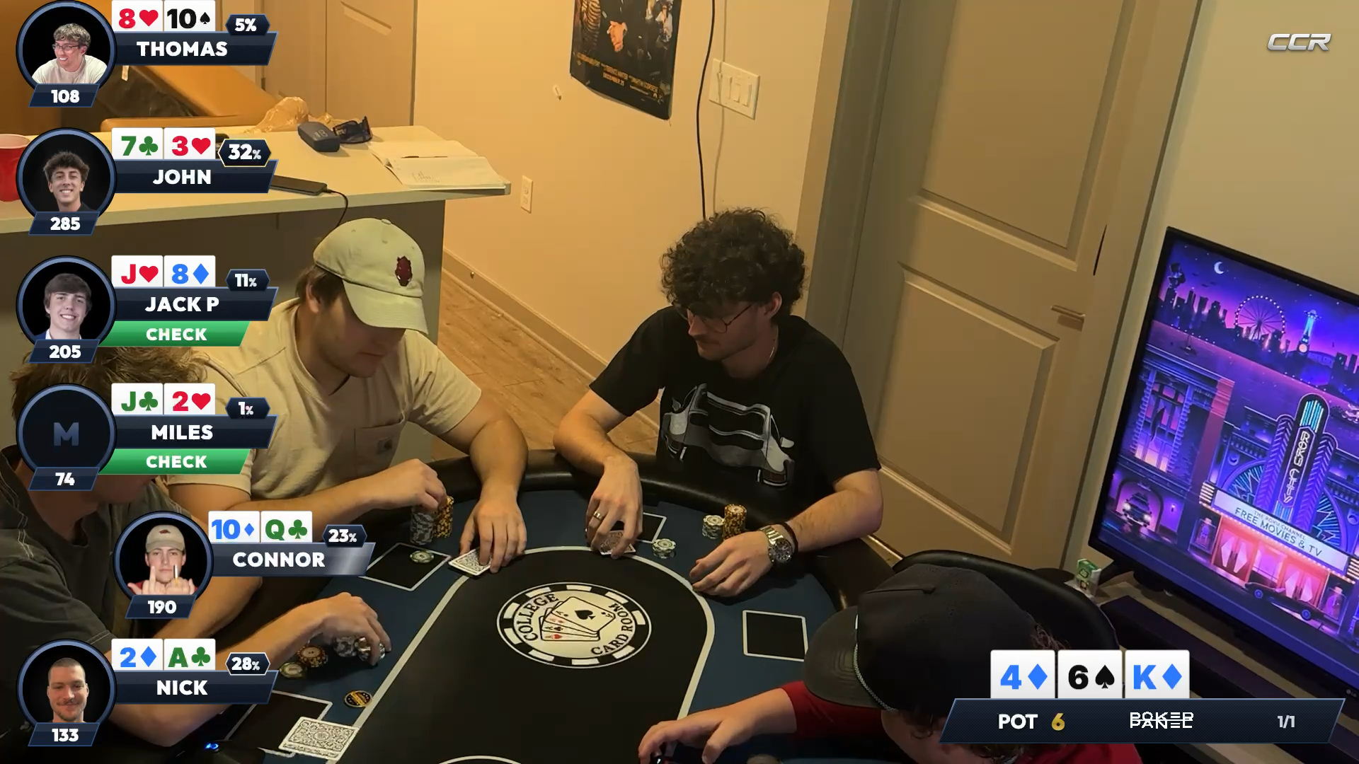 Poker Panel full broadcast screenshot showing the complete streaming setup